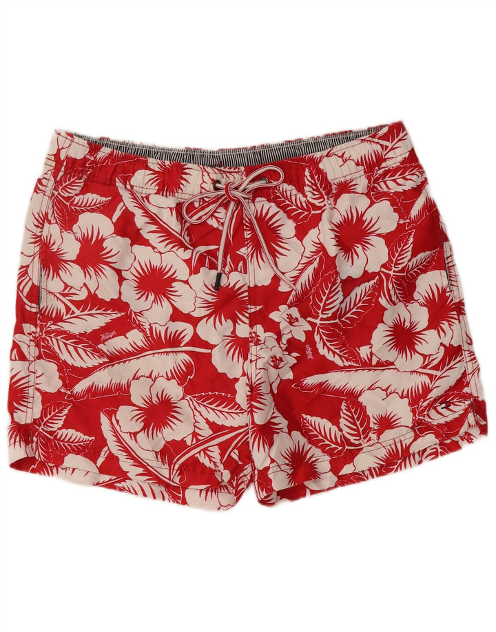 TOMMY HILFIGER Mens Swimming Shorts Small  Red Floral Polyester