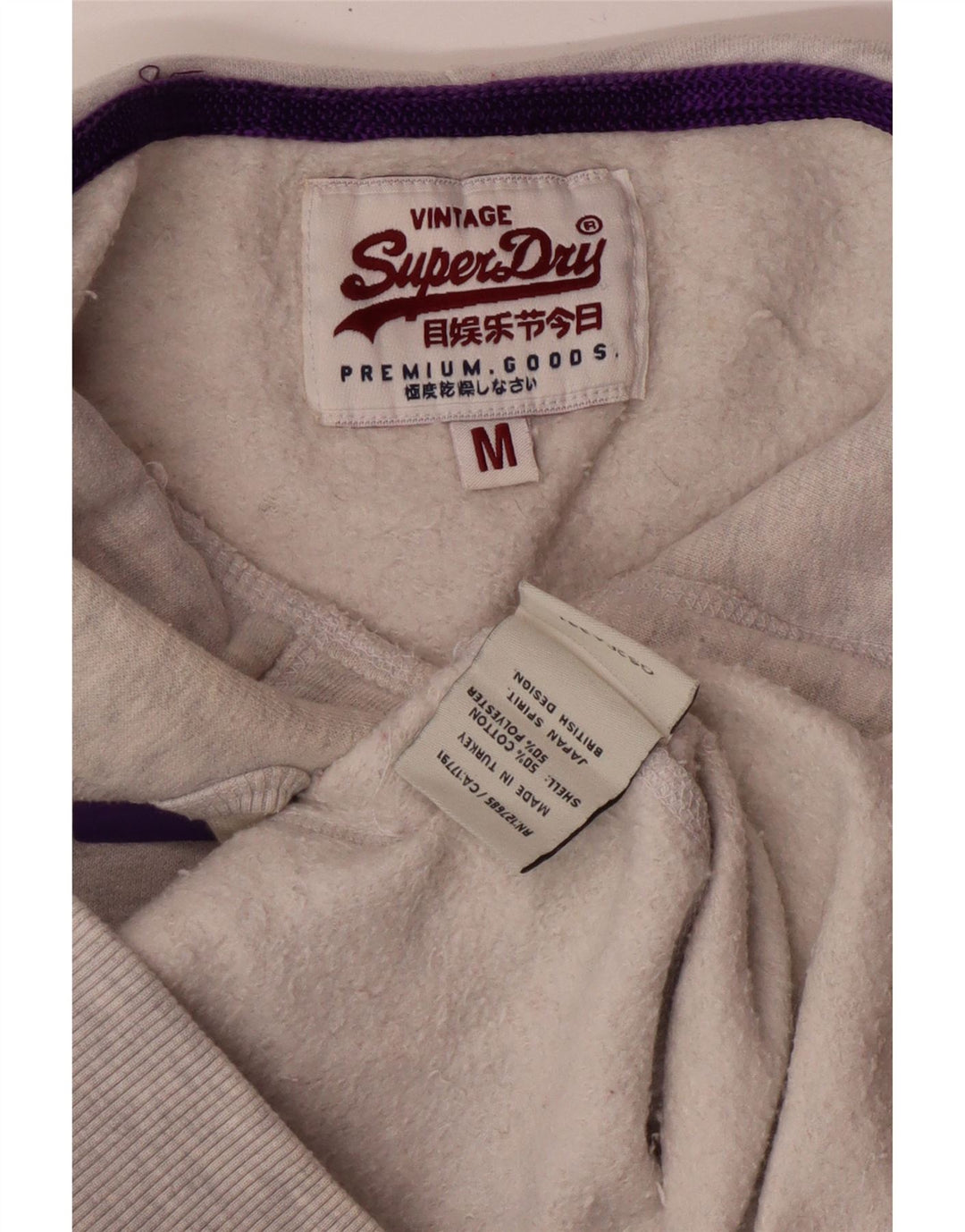 Superdry grafisk hættetrøje til kvinder UK 12 mellemgrå bomuld