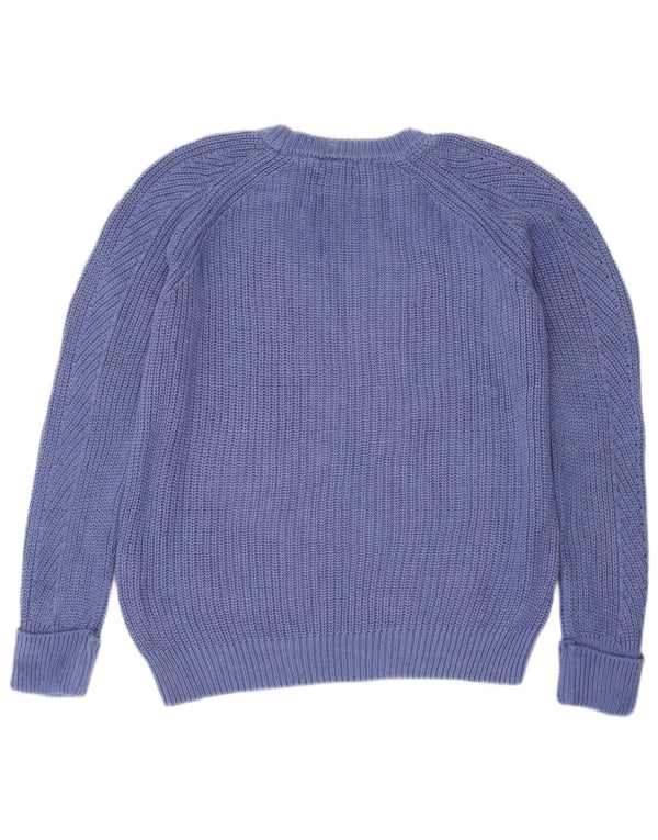 Massimo Dutti Dame Crew Neck Jumper Sweater UK 16 Large Blue Cotton