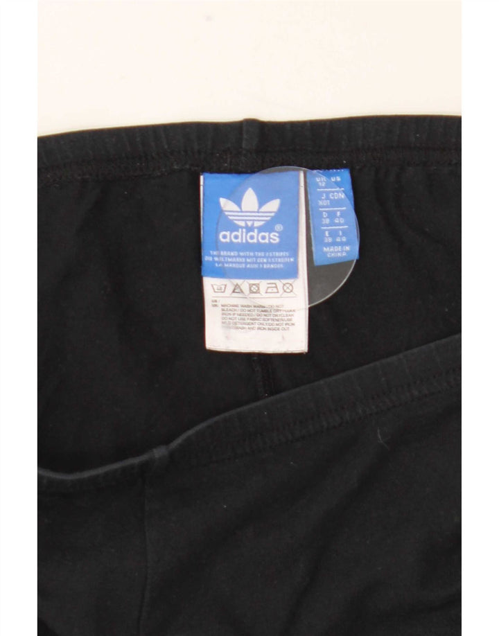 Adidas Dame Grafiske Leggings UK 12 Medium Sort Bomuld
