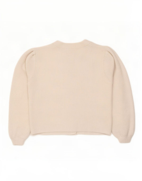 Zara Womens Crop Cardigan Sweater UK 12 Medium Off White Viscose