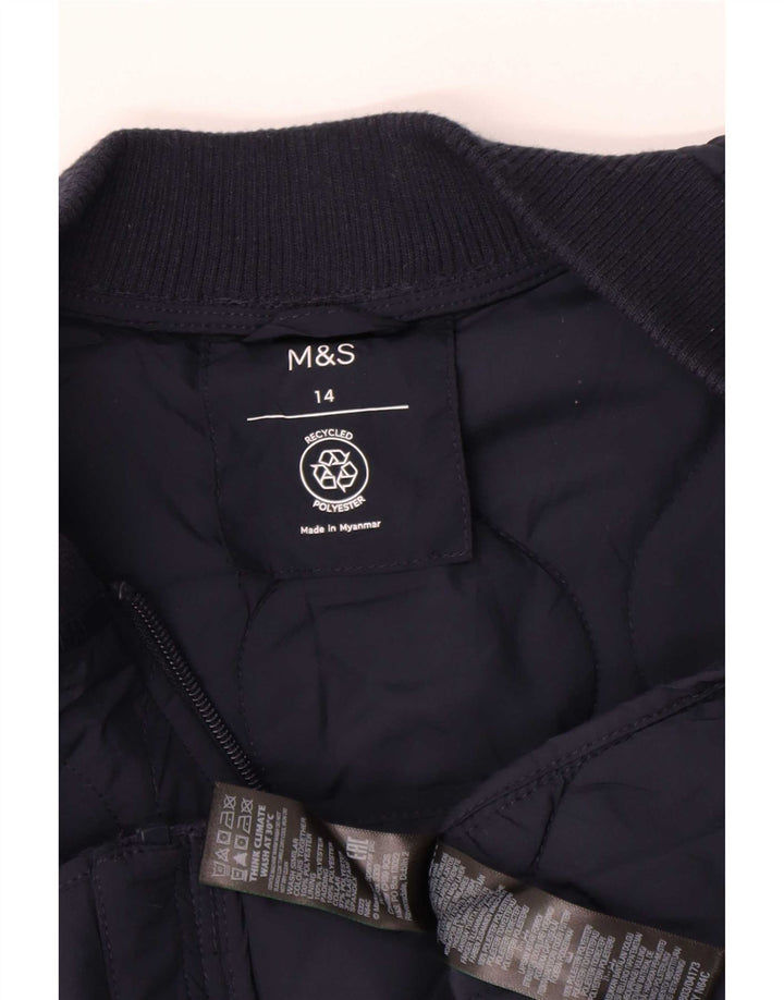Marks & Spencer Quiltet jakke til kvinder UK 14 Stor marineblå polyester