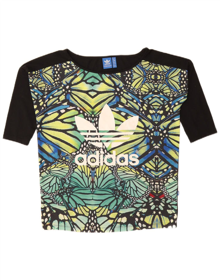Adidas grafisk top til kvinder med 3/4 ærmer UK 8 Lille flerfarvet sommerfugl