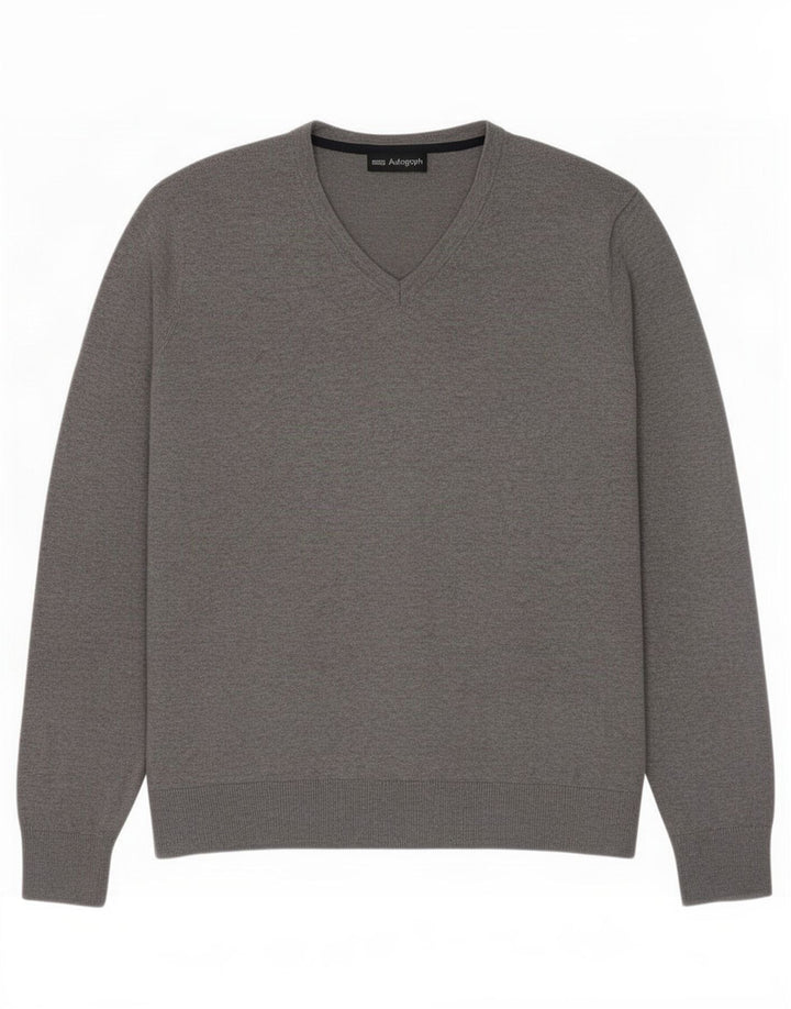 Marks & Spencer Herre Autograph V-hals sweater Stor grå bomuld