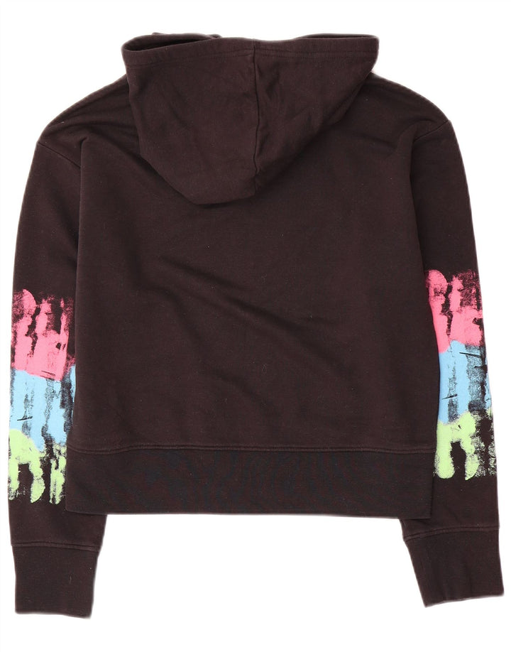 Champion Dame Grafisk Oversized Hoodie Jumper UK 10 Small Black