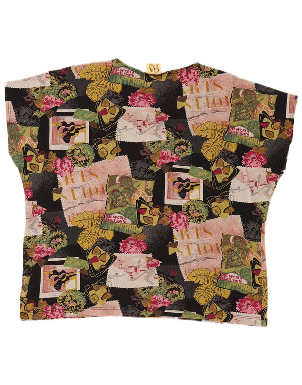 VINTAGE Grafisk T-shirt top til kvinder EU 46 XL Flerfarvet bomuld