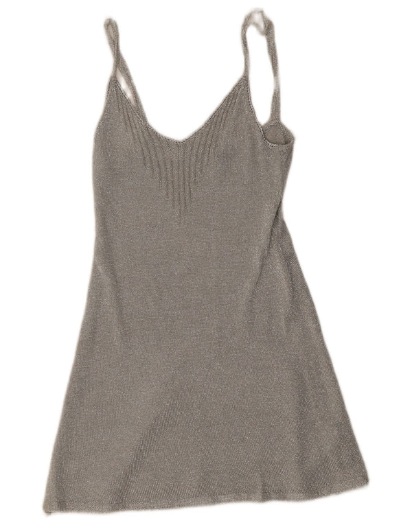 Topshop Dame Slip Dress UK 8 Small Silver Viscose