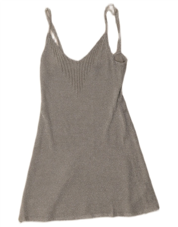 Topshop Dame Slip Dress UK 8 Small Silver Viscose