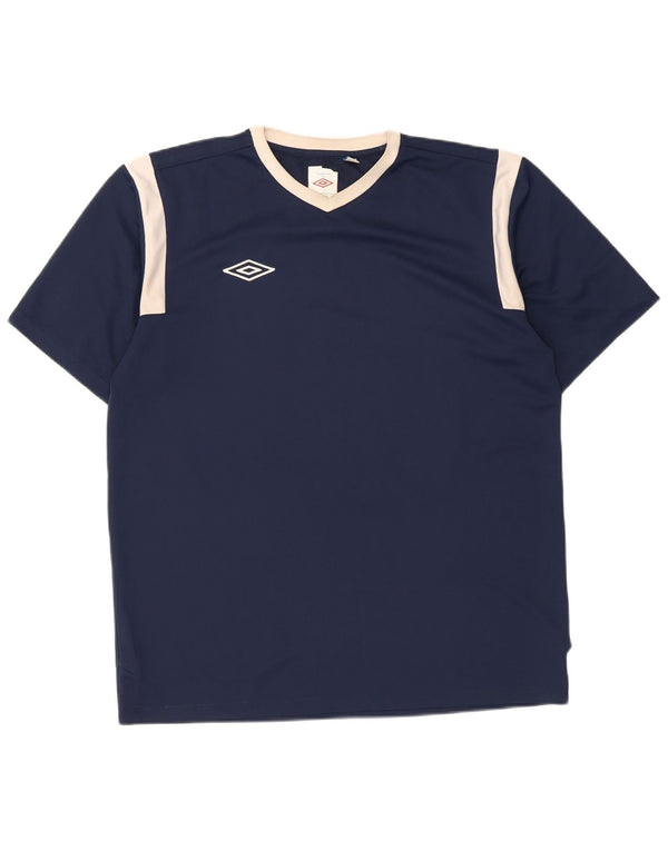 Umbro Herre T-Shirt Top Medium Navy Blue Colourblock