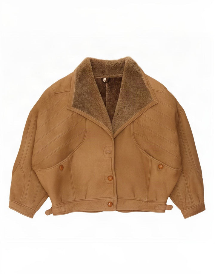 Vintage Dame Batwing Shearling Jacket IT 44 Medium Brown