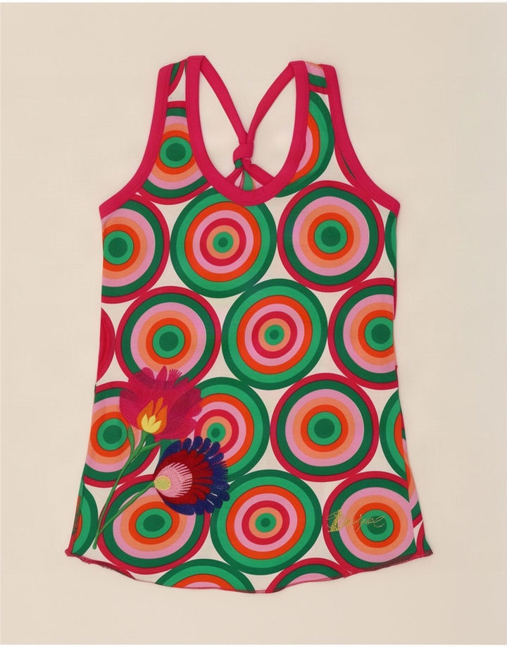 Desigual Kvinders Grafisk Vest Top UK 12 Medium Flerfarvet Geometrisk