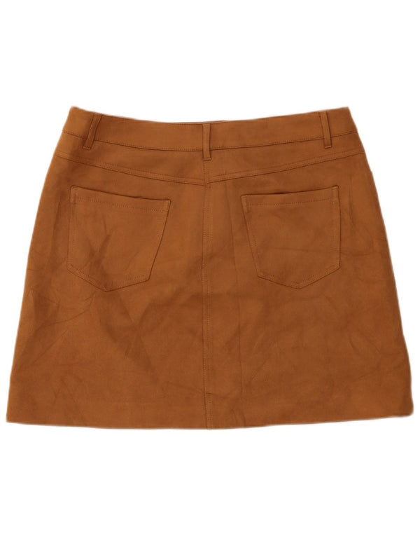 Marks & Spencer Dame Mini-nederdel UK 14 Large W34 Beige Polyester