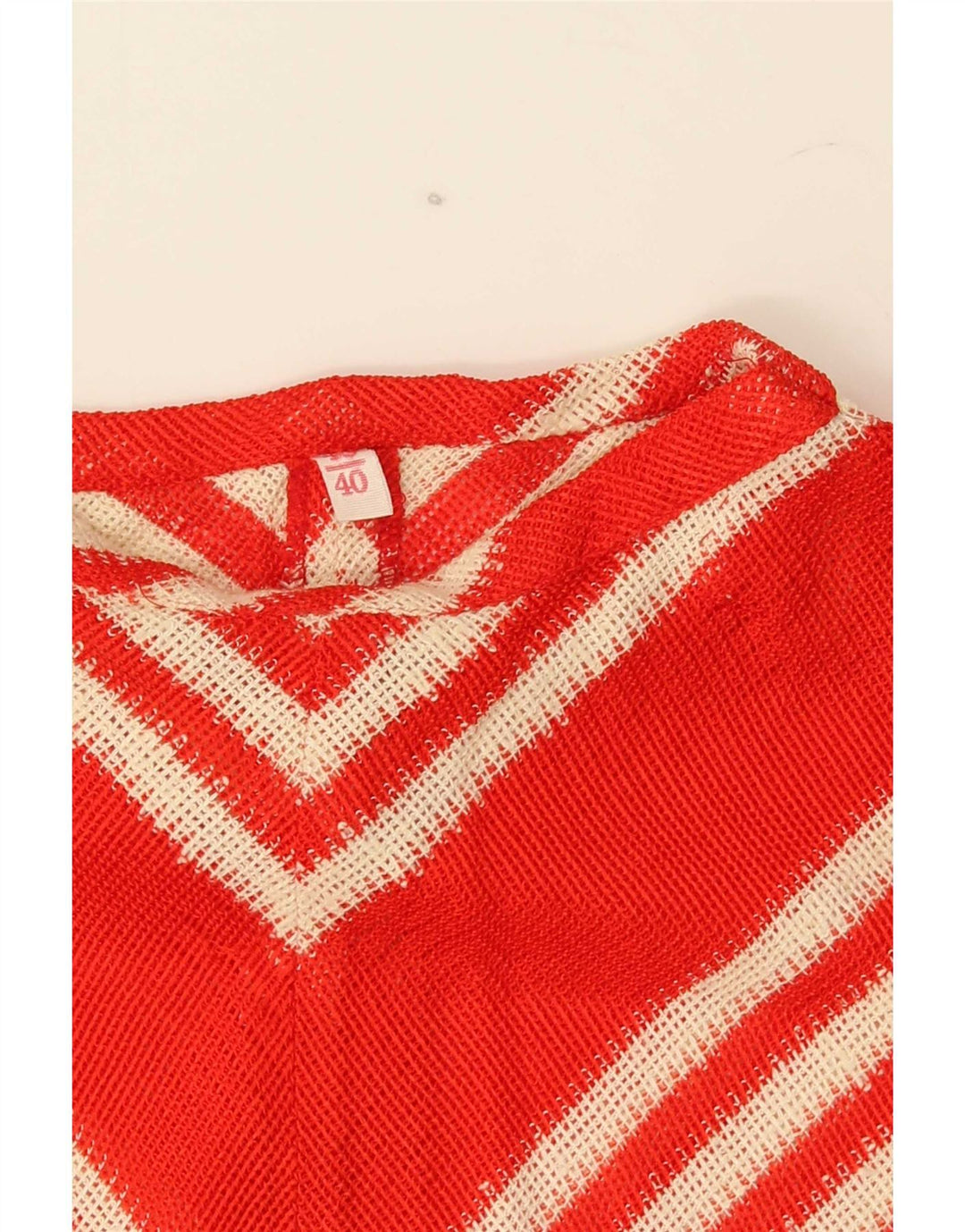 Vintage strikbluse til kvinder EU 40 Medium Rød Chevron