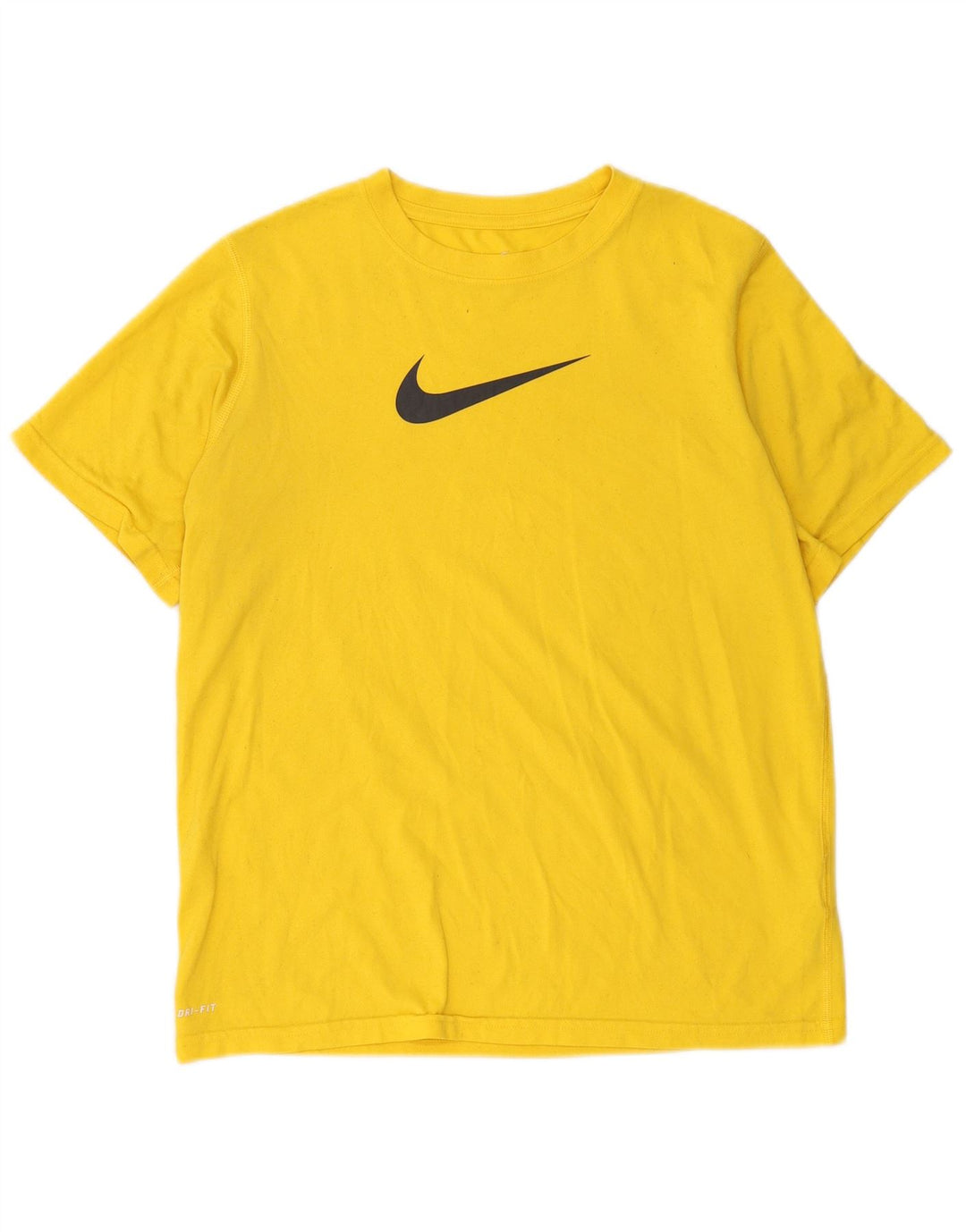 Nike Dame Dri Fit Grafisk T-Shirt Top UK 14 Stor Gul Polyester