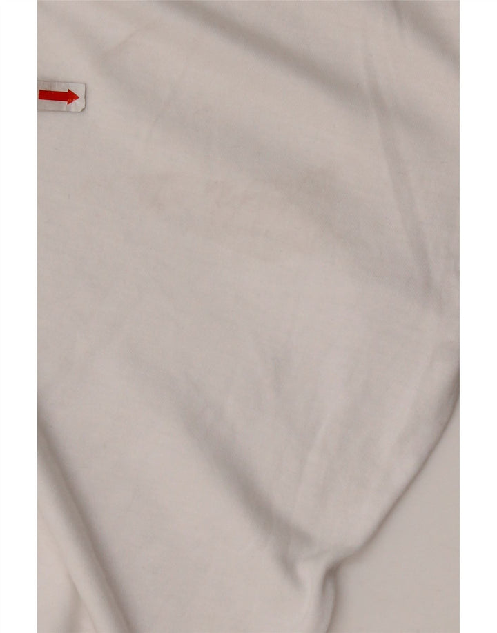 NEW BALANCE Dame Crop Grafisk T-Shirt Top UK 10 Small White Bomuld