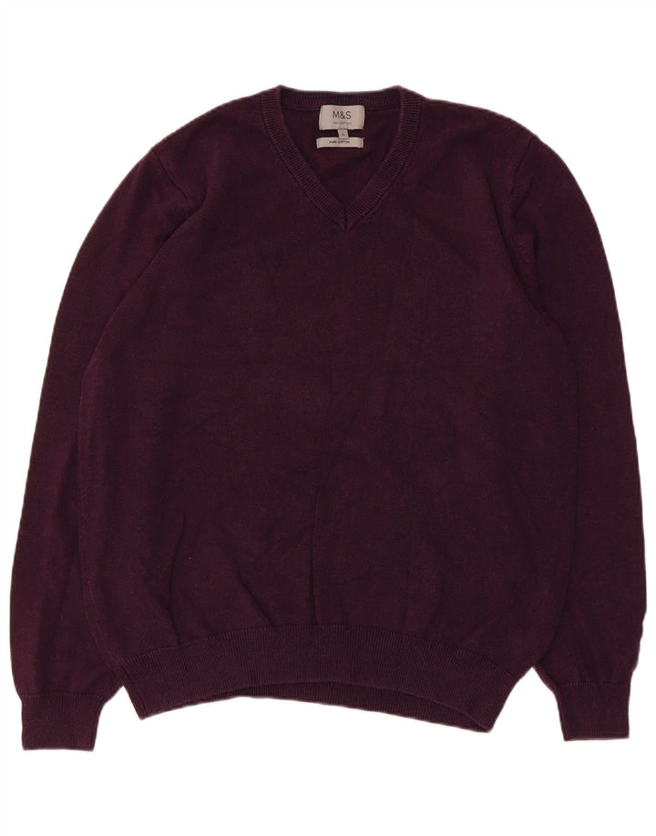 Marks & Spencer Herre V-hals sweater Stor lilla bomuld