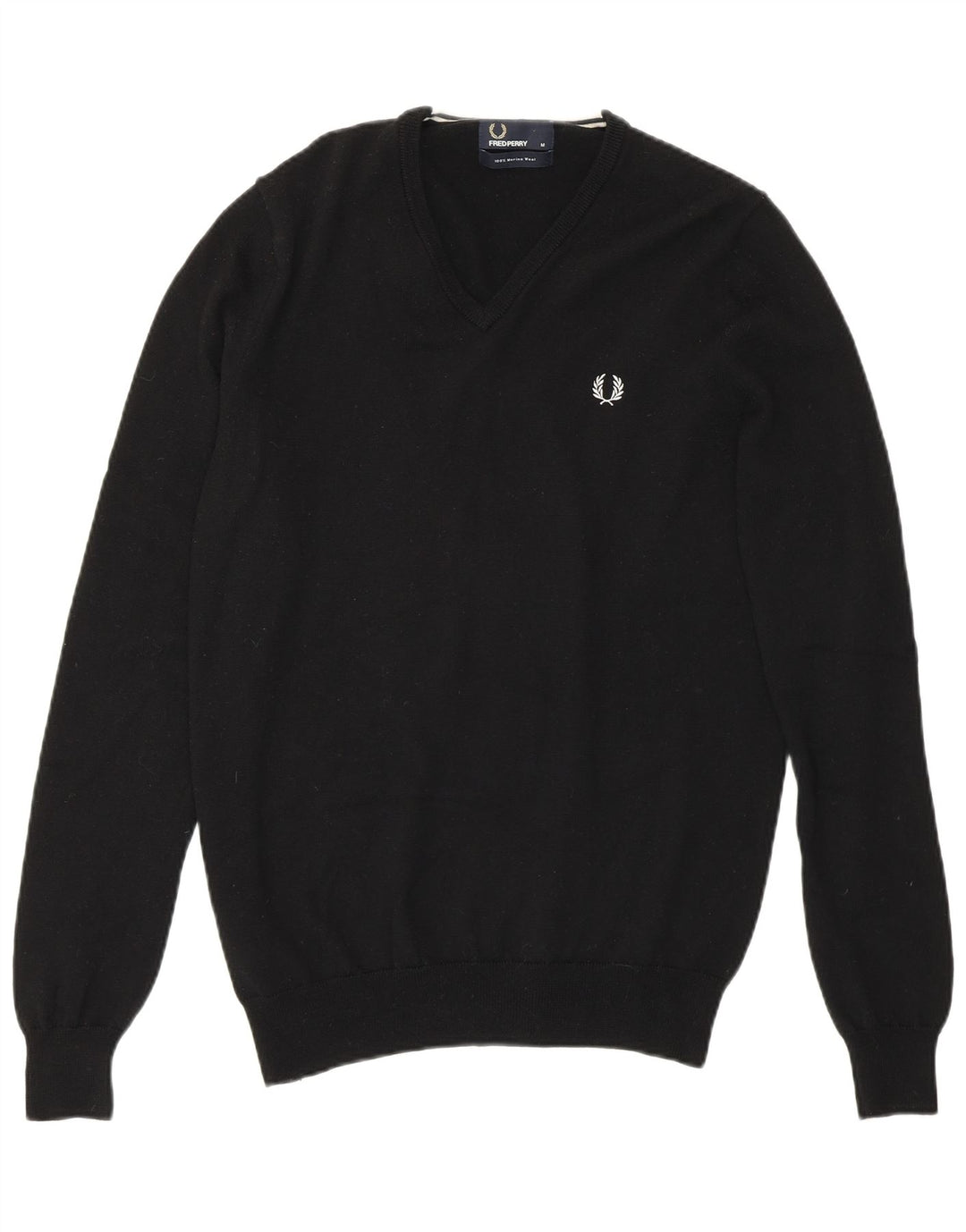 Fred Perry Herre V-hals sweater Medium Sort Merinould