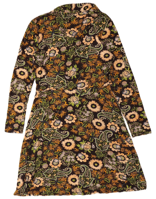 Joe Browns Dame Langærmet A-Line Kjole UK 16 Large Black Floral Viscose