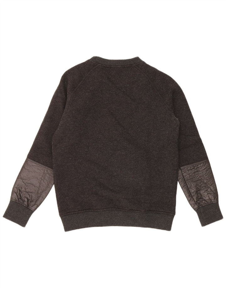 David Naman Herre sweater med rund hals, mellemgrå ternet uld