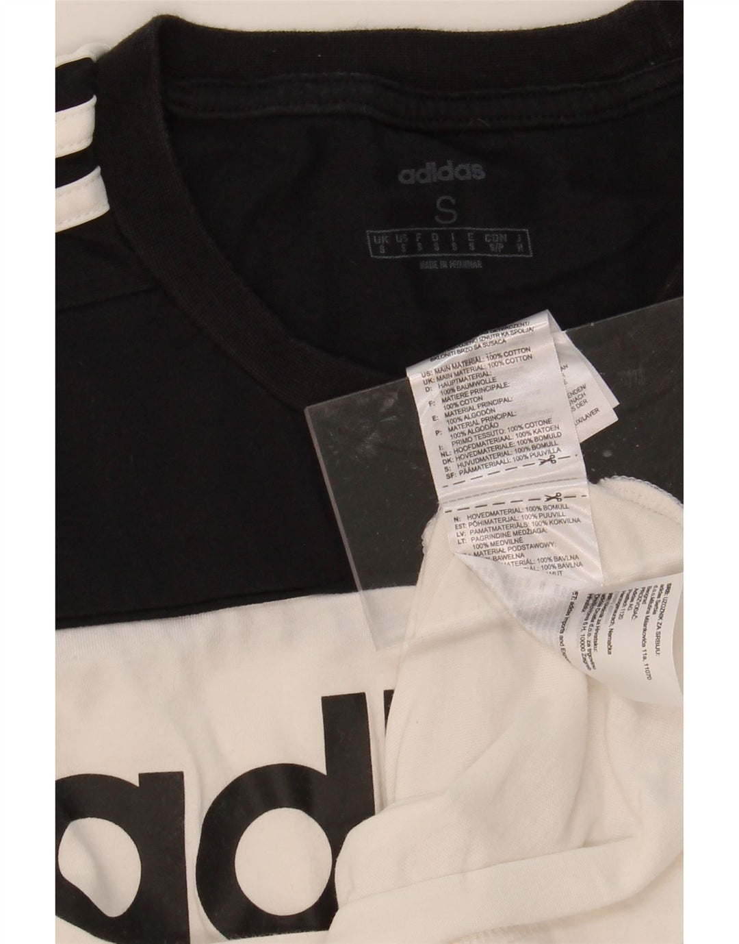ADIDAS Mens Graphic T-Shirt Top Small White Colourblock Cotton Vintage Adidas and Second-Hand Adidas from Messina Hembry 