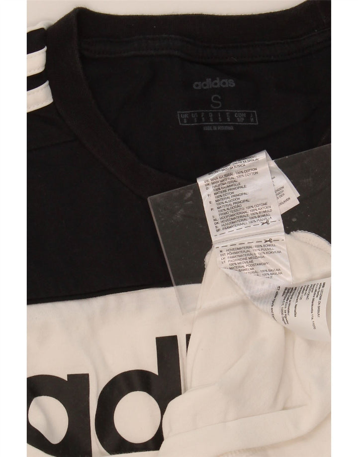 ADIDAS Mens Graphic T-Shirt Top Small White Colourblock Cotton Vintage Adidas and Second-Hand Adidas from Messina Hembry 