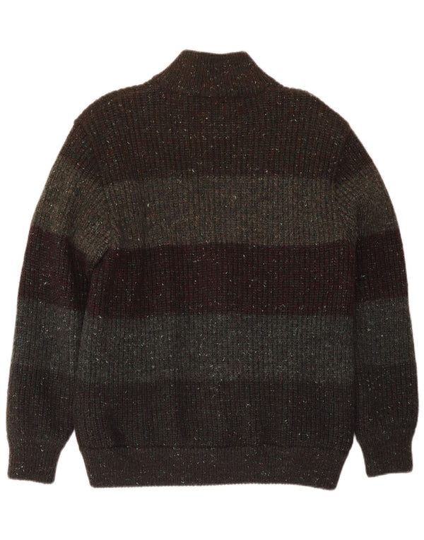 Peter Brown Herre cardigan sweater Medium Khaki stribet uld