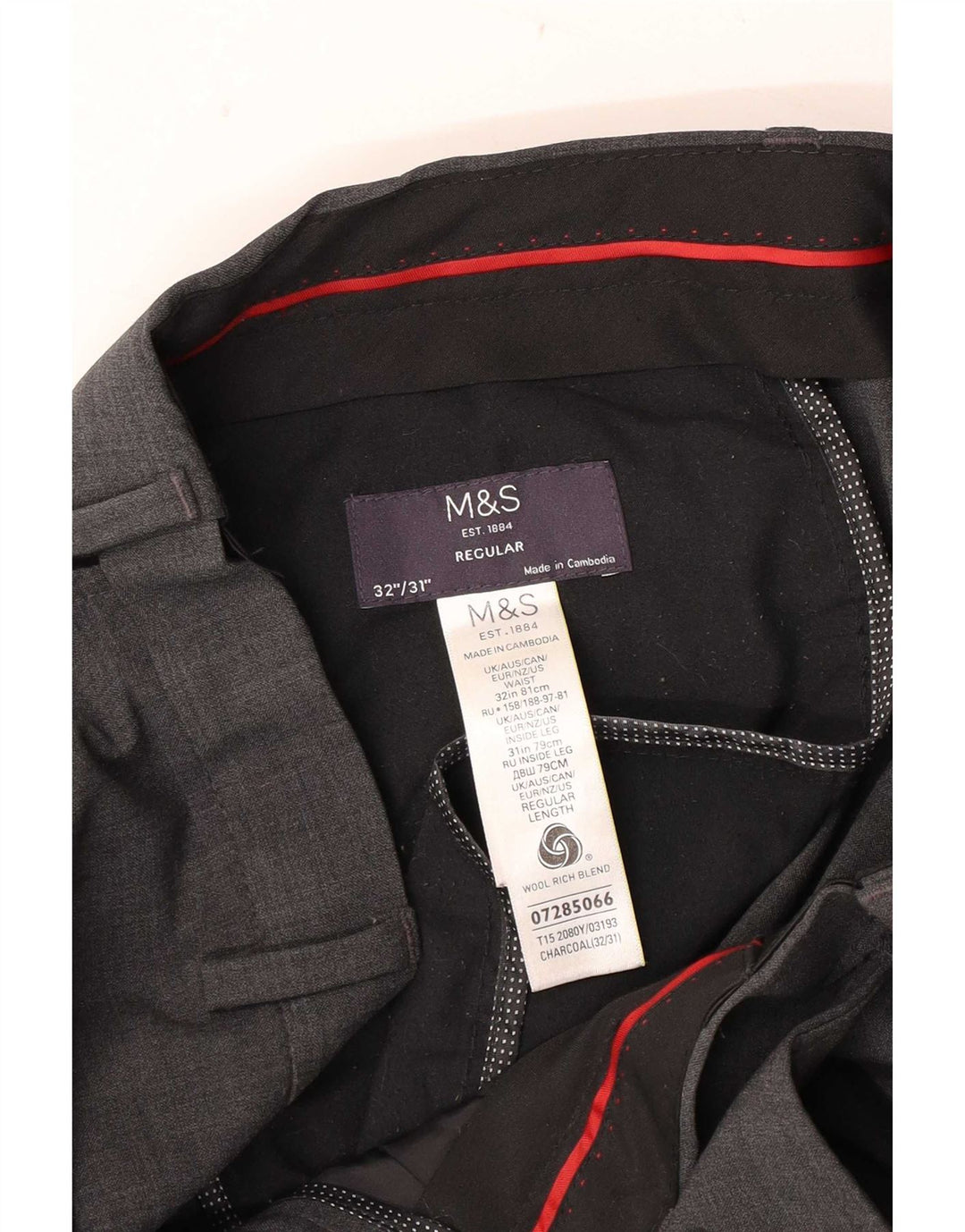 Marks & Spencer Straight Suit Bukser til mænd W32 L31 Grå uld