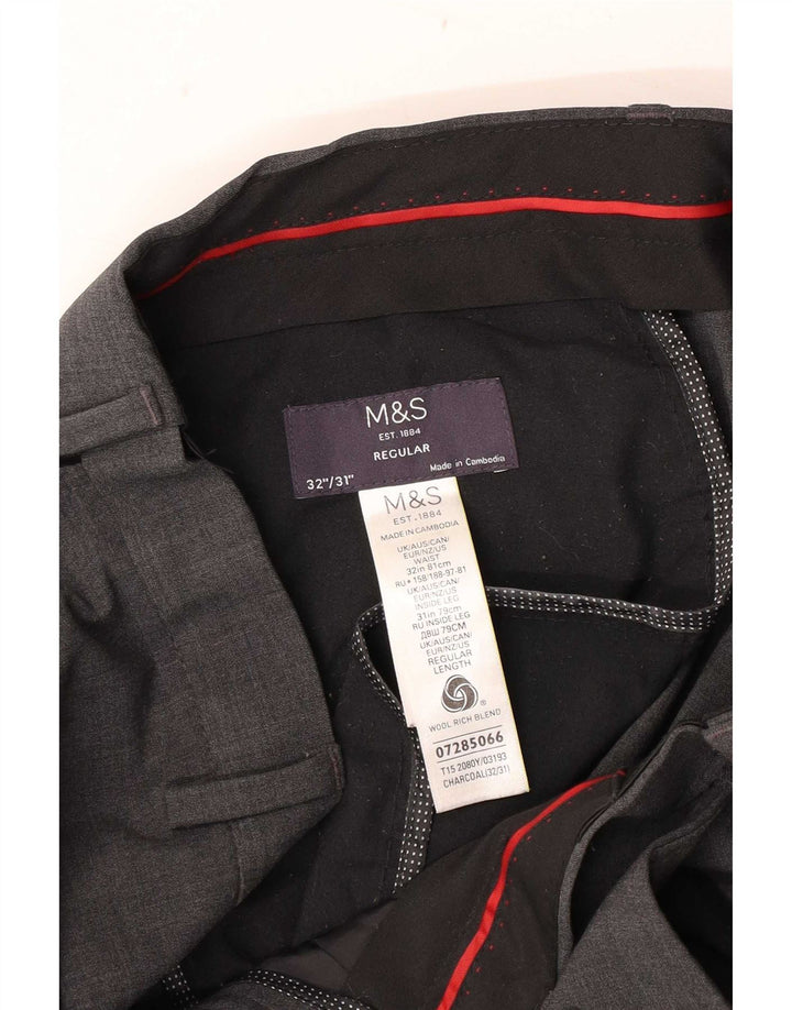 Marks & Spencer Straight Suit Bukser til mænd W32 L31 Grå uld
