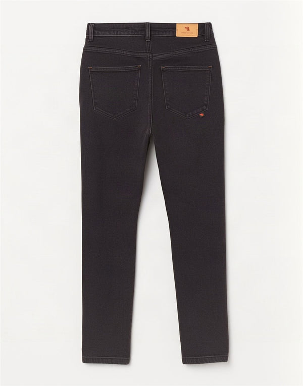 Vintage dame jeans med høj talje, W32 L30 sort bomuld