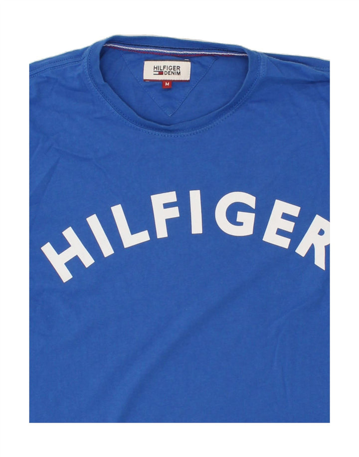 TOMMY HILFIGER Herre grafisk T-shirt top mellemblå bomuld