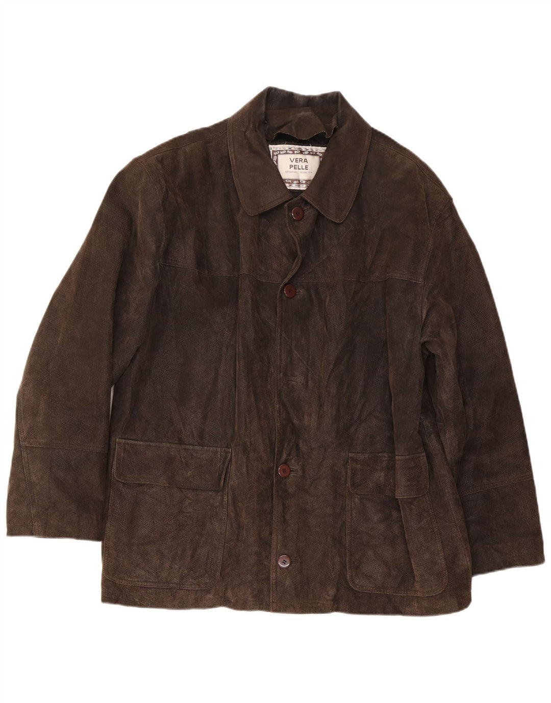 Vintage herre ruskindsjakke IT 54 2XL brunt læder