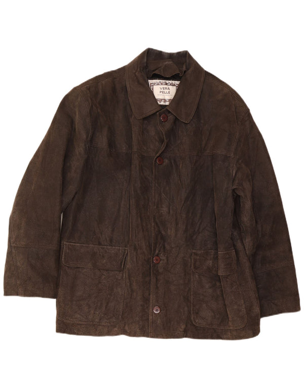 Vintage herre ruskindsjakke IT 54 2XL brunt læder