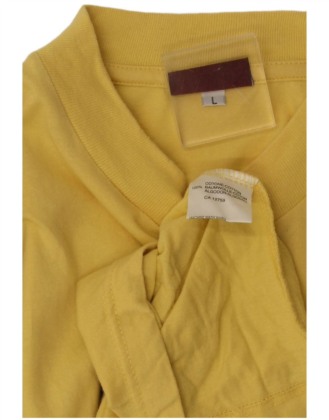 Stefanel Herre Grafisk T-Shirt Top Stor Gul Bomuld