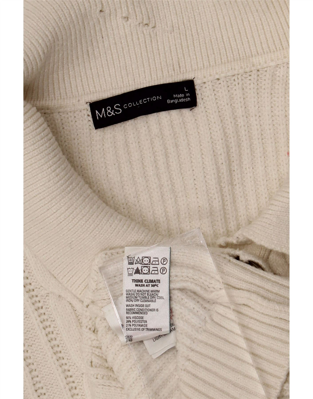 Marks & Spencer Dame Cardigan Sweater UK 16 Large White Viscose