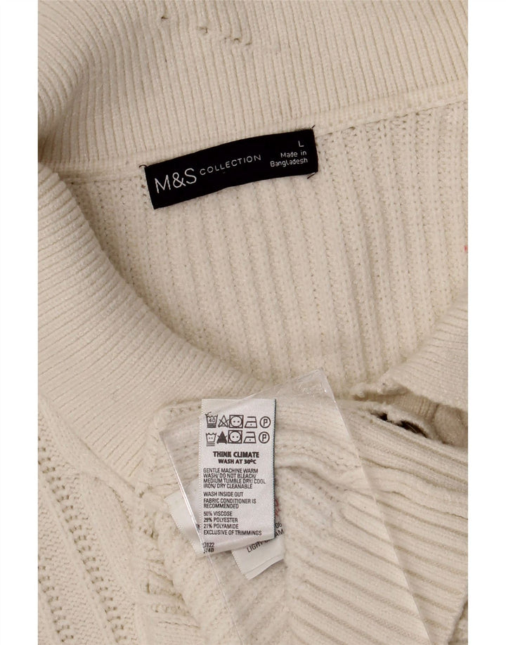 Marks & Spencer Dame Cardigan Sweater UK 16 Large White Viscose