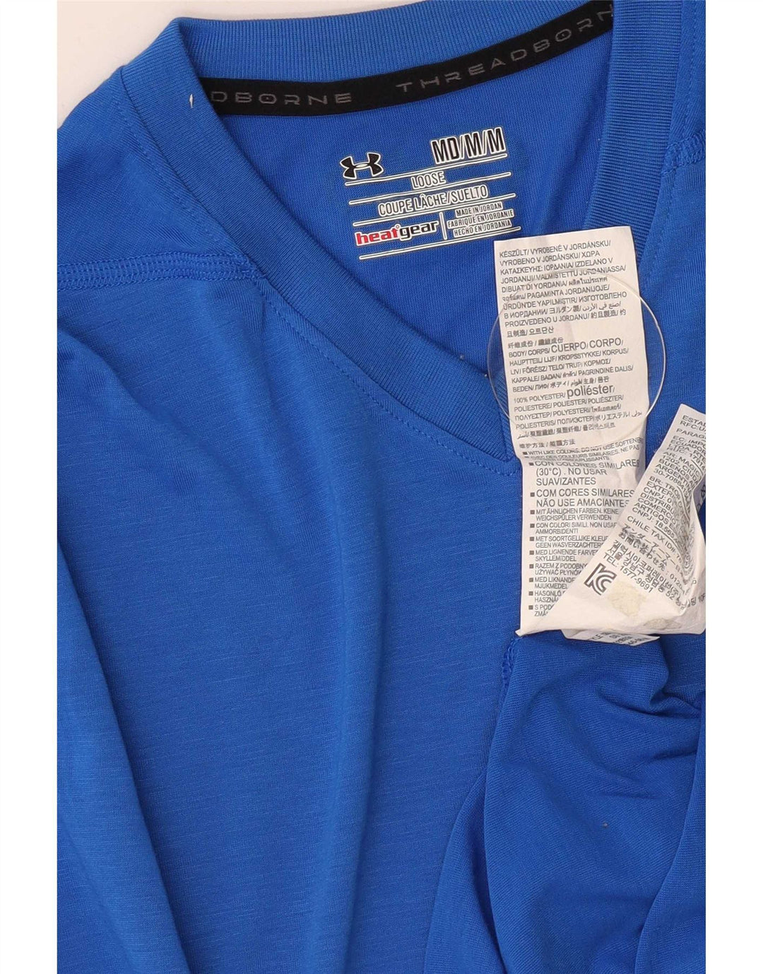 Under Armour Herre Heat Gear T-Shirt Top Medium Blue Polyester