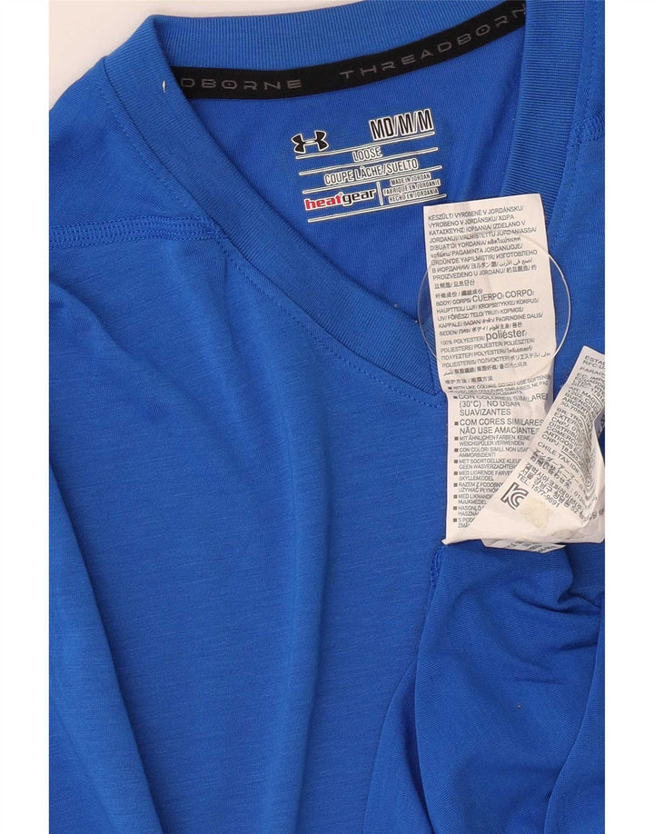 Under Armour Herre Heat Gear T-Shirt Top Medium Blue Polyester