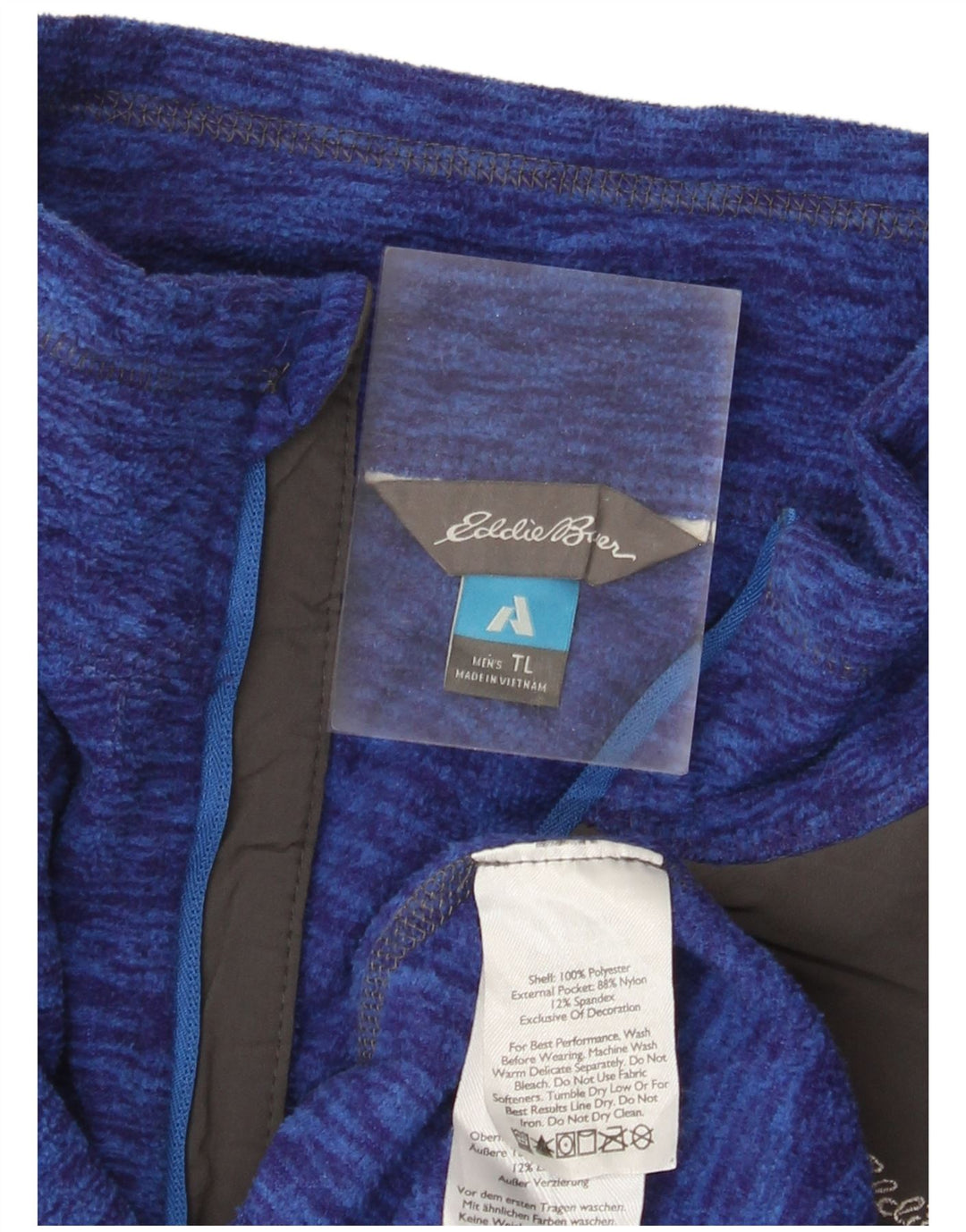Eddie Bauer Herre lynlås-hals Fleece Jumper Large Blue Flecked Polyester