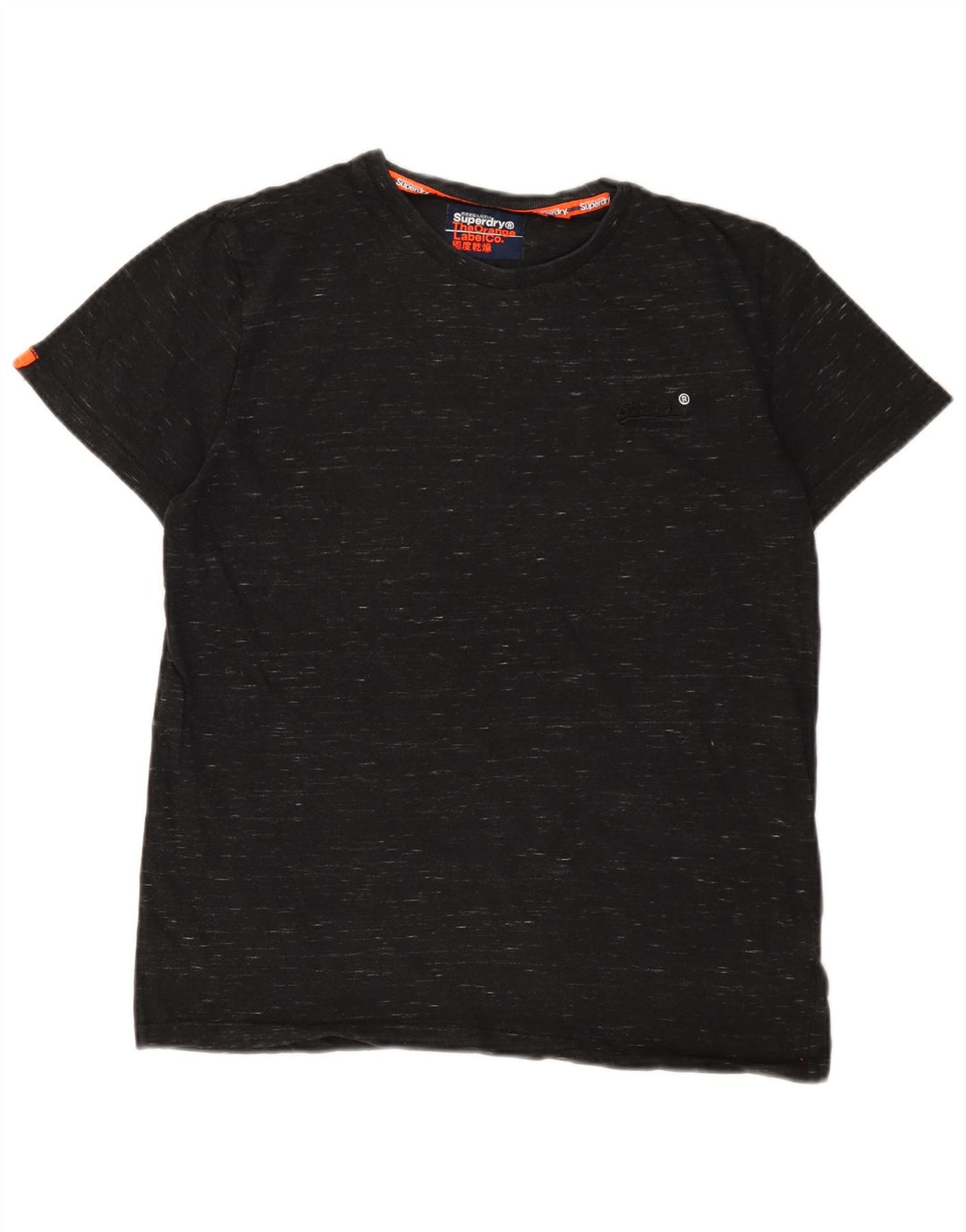 SUPERDRY Herre T-shirt Top Medium Sort Flecked Bomuld