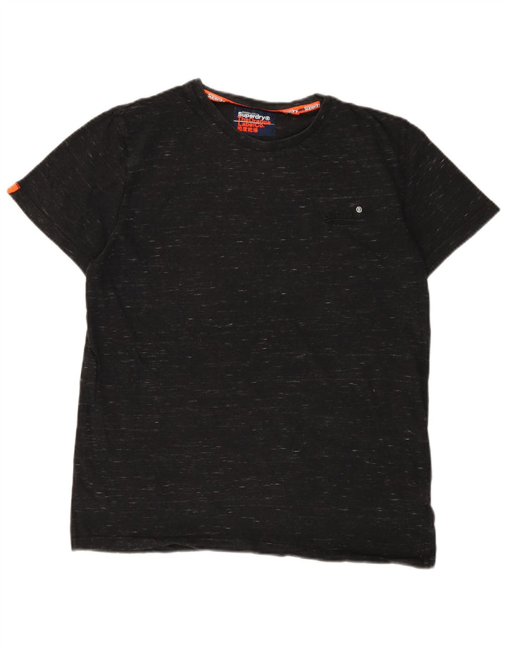 SUPERDRY Herre T-shirt Top Medium Sort Flecked Bomuld