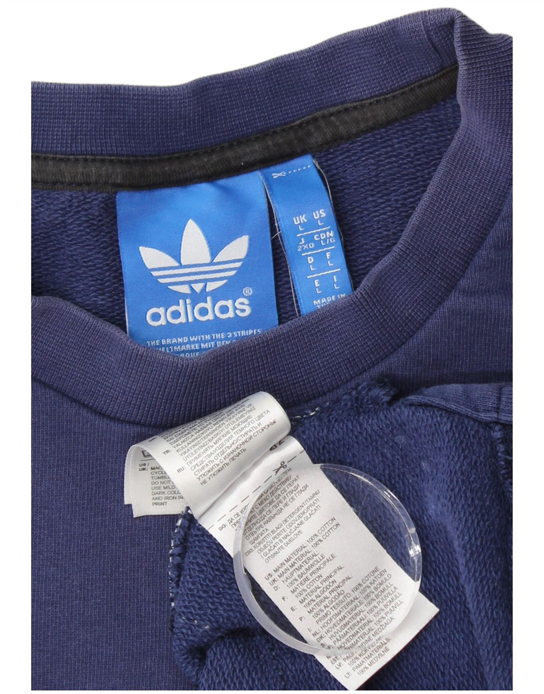 ADIDAS grafisk sweatshirt til mænd, stor marineblå colourblock bomuld