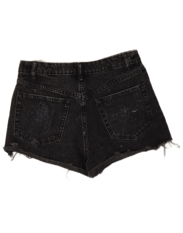 Zara Womens Distressed Denim Shorts EU 36 XS W26 Sort