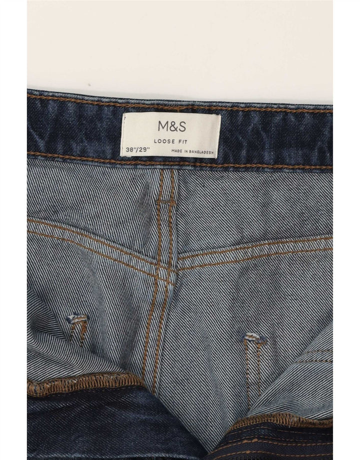 Marks & Spencer Herre Cargo Loose Jeans W38 L29 Marineblå Bomuld