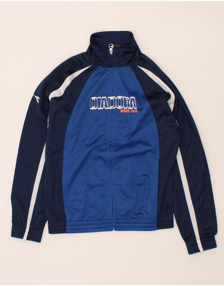 DIADORA Boys Tracksuit Top Jacket 12-13 Years Navy Blue Colourblock Vintage Diadora and Second-Hand Diadora from Messina Hembry 