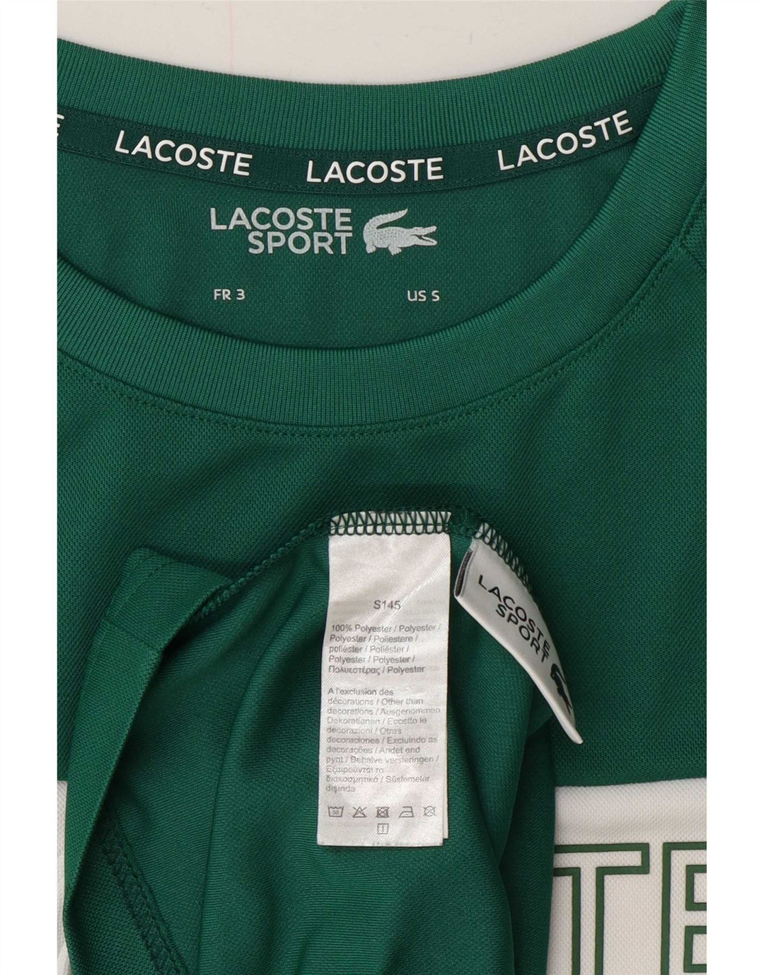 Lacoste Herre grafisk T-shirt Top Størrelse 3 Lille Grøn Colourblock Polyester