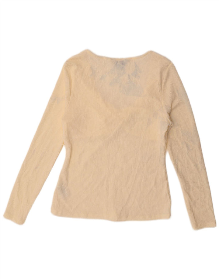 Marks & Spencer Dame Langærmet Bluse Top UK 14 Medium Beige Polyester