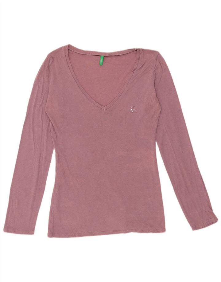 Benetton Womens Top Long Sleeve UK 12 Medium Purple