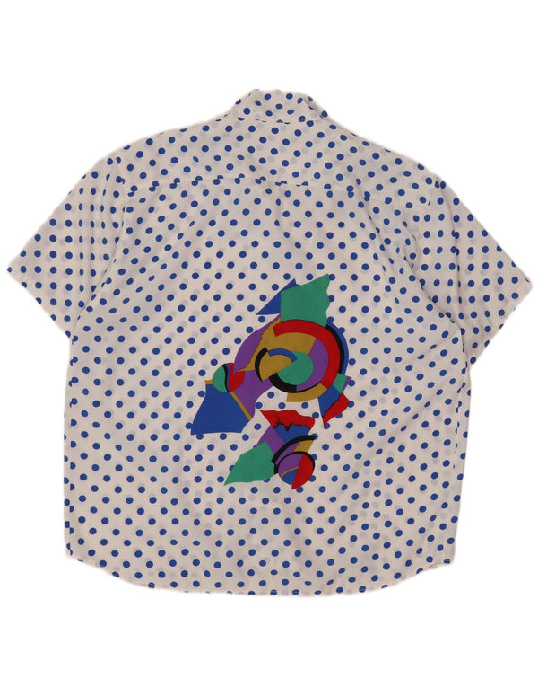 Vintage Womens Short Sleeve Shirt Blouse UK 16 Large White Spotted