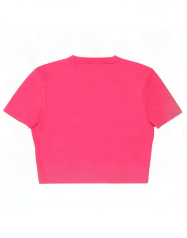 Zara Womens Crop T-Shirt Top UK 12 Medium Pink Polyester