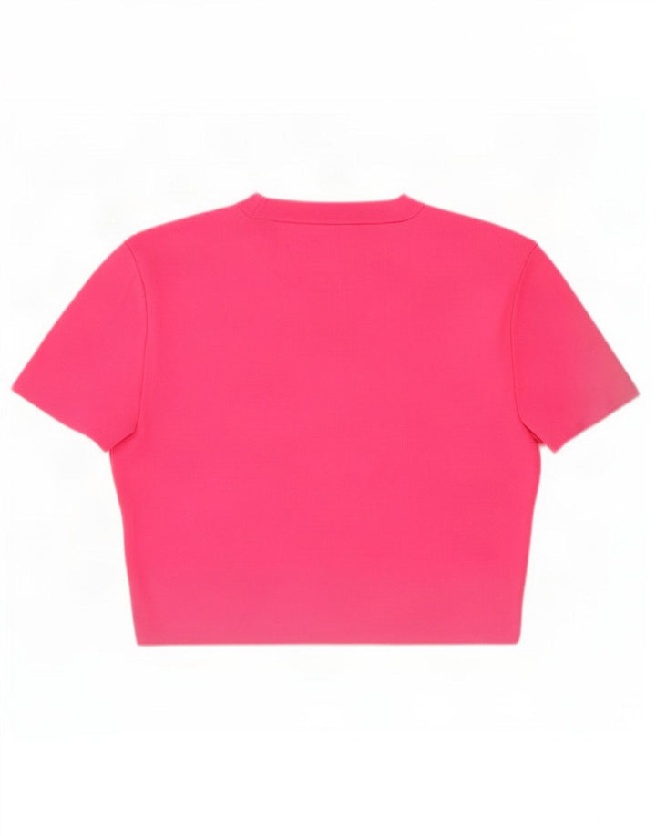 Zara Womens Crop T-Shirt Top UK 12 Medium Pink Polyester